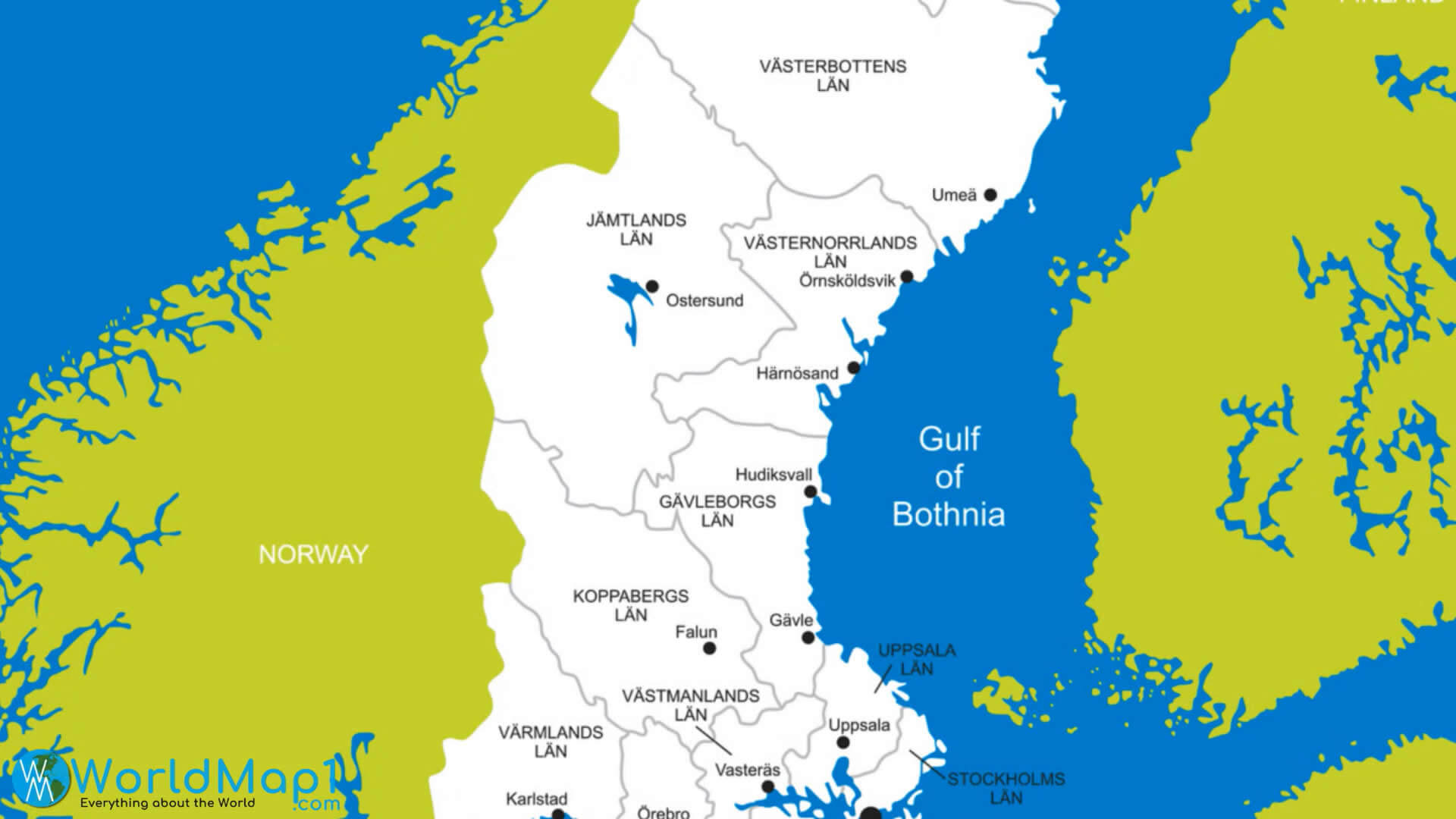Sweden and Gulf of Bothnia Map